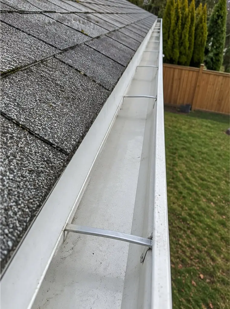 The same Abbotsford gutter fully cleared after cleaning