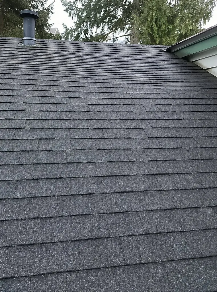 The same Langley roof with clean shingles after moss removal